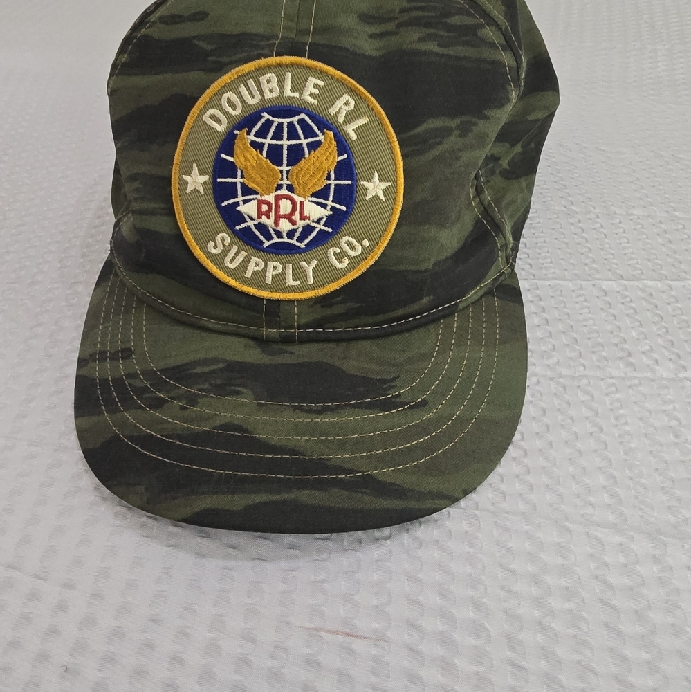 RRL Ralph Lauren Camo Hat fitted Leather Band  Size Lg 62cm Never Worn - Picture 6 of 6